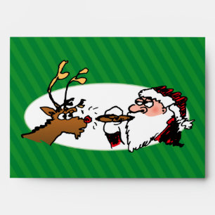 Enveloppes Stogie Père Noël et Reindeer sur Green Stripes