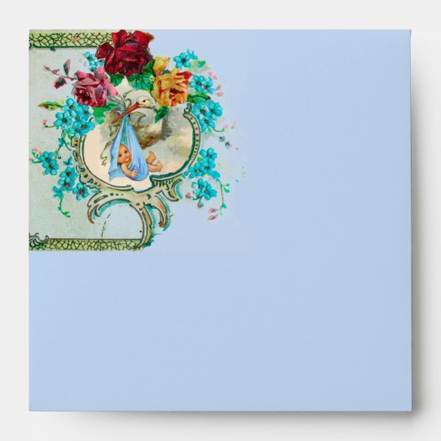 ENVELOPPES STORK BÉBÉ GARÇON DOUCHE 2 MONOGRAM (Devant)