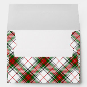 Enveloppes Stuart / Stewart tartan blanc rouge vert plaid