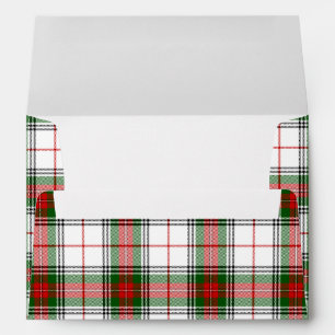 Enveloppes Stuart / Stewart tartan blanc rouge vert plaid