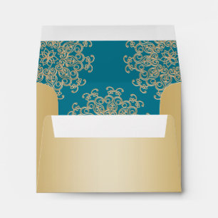 Enveloppes Style indien or et aquamarine