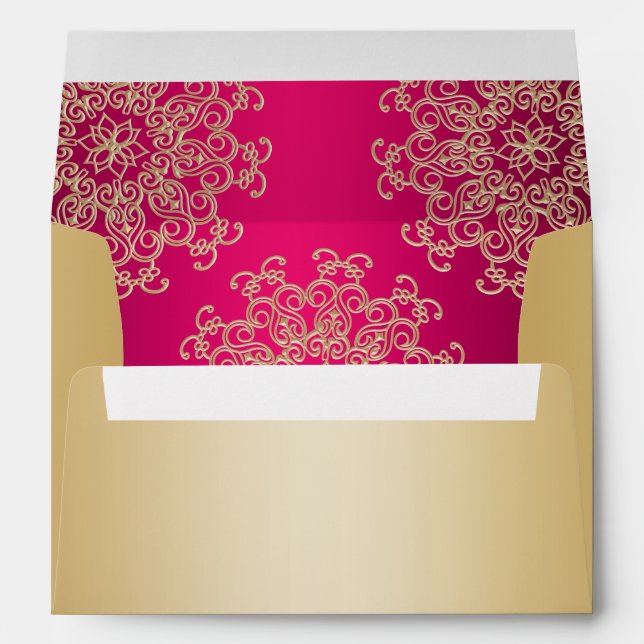 Enveloppes Style indien rose or et rose chaud (Dos (Bas))