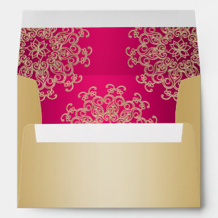 Enveloppes Style indien rose or et rose chaud