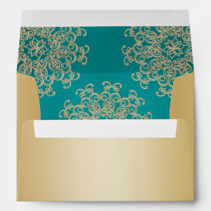 Enveloppes Style indien Turquoise et or