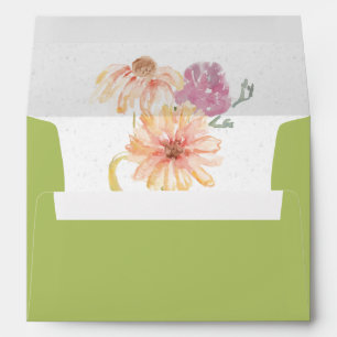 Enveloppes Superbe Vert Herbe - Motif Floral Inside Linside
