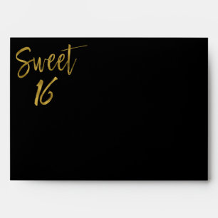 Enveloppes Sweet 16 Gold Adresse de retour imprimée sur le do