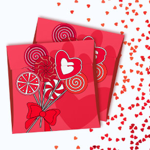 Enveloppes Sweet Red Valentine's Day Love Lollipops and Candy