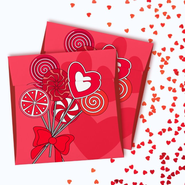Enveloppes Sweet Red Valentine's Day Love Lollipops and Candy (Créateur téléchargé)