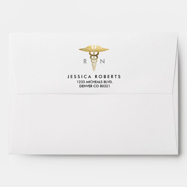 Enveloppes Symbole de l'huile d'olive | Adresse personnalisée (Dos (Haut rabat))
