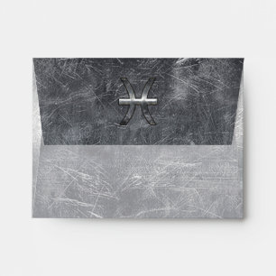 Enveloppes Symbole de zodiaque Pisces en acier grunge