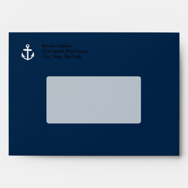 Enveloppes Symbole nautique blanc/bleu d'Ancre (Devant)