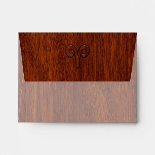 Enveloppes Symbole Zodiac Aries Brown en acajou