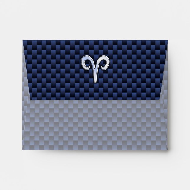 Enveloppes Symbole Zodiac Aries Marine bleu en fibre de carbo (Dos (Haut rabat))