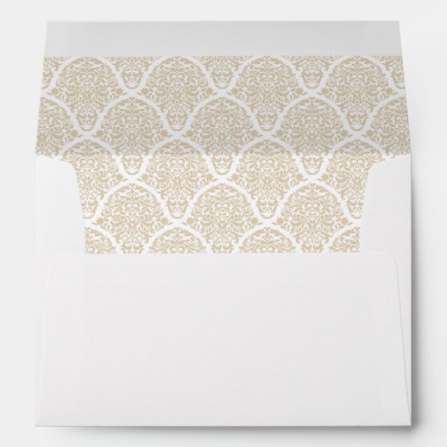 Enveloppes Tan Brown Beige Blanc Mariage damassé (Dos (Bas))