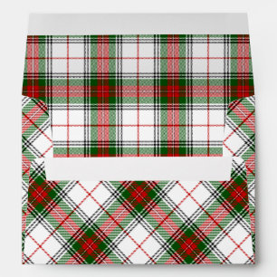 Enveloppes tartan Stuart / Stewart blanc rouge vert carreaux