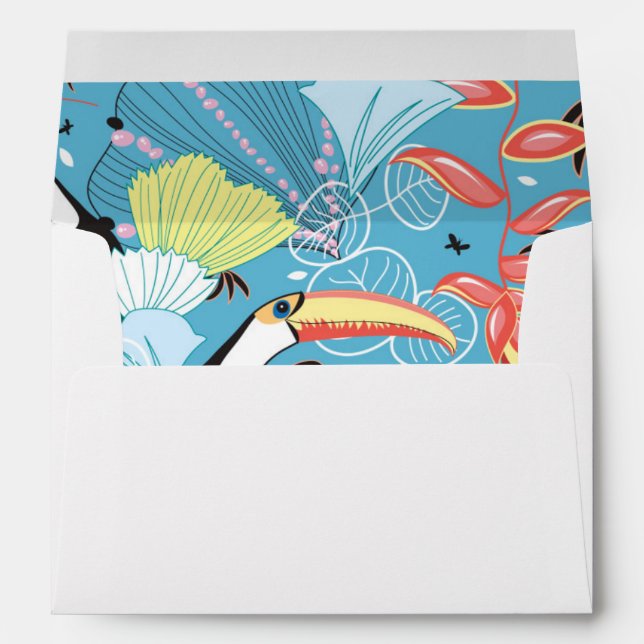 Enveloppes Texture tropicale avec Toucans et Hummingbirds (Dos (Bas))