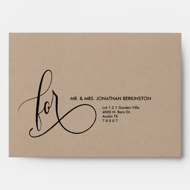 Enveloppes Thème de calligraphie rustique Mariage A7 Envelopp (Devant)