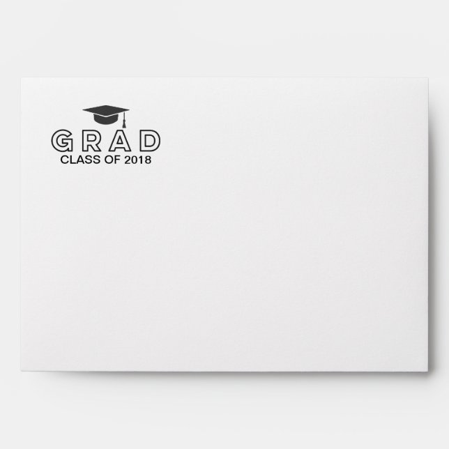 Enveloppes Toge de remise de diplômes Noir & Blanc Simple Élé (Devant)
