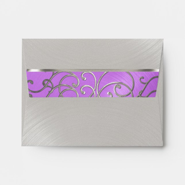 Enveloppes Tourbillons Filigree d'Argent Violet De Quinceaner (Dos (Haut rabat))