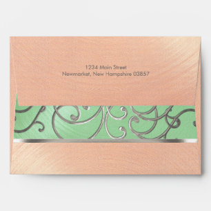 Enveloppes Tourne de Filigree argenté Quinceanera verte à la 