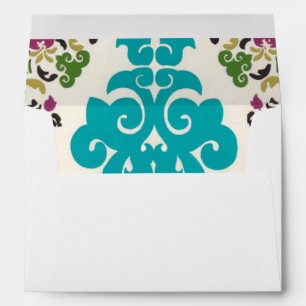 Enveloppes Turquoise florale de prune de motifs de damassé
