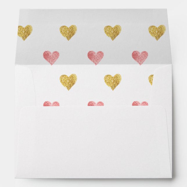 Enveloppes Valentines Day Gold Rose Parties scintillant Envel (Dos (Bas))