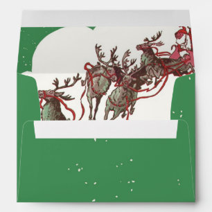 Enveloppes Veille de Noël vintage, Père Noël rétro en traînea