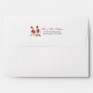 Enveloppes Vintage Donald & Daisy   Coeurs de vacances chauds