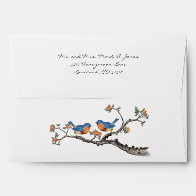Enveloppes vintages de Mariage Bluebird (Dos (Haut rabat))