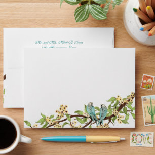 Enveloppes Vintages d'oiseaux aquatiques en fleurs