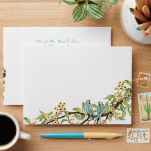 Enveloppes Vintages d'oiseaux aquatiques en fleurs