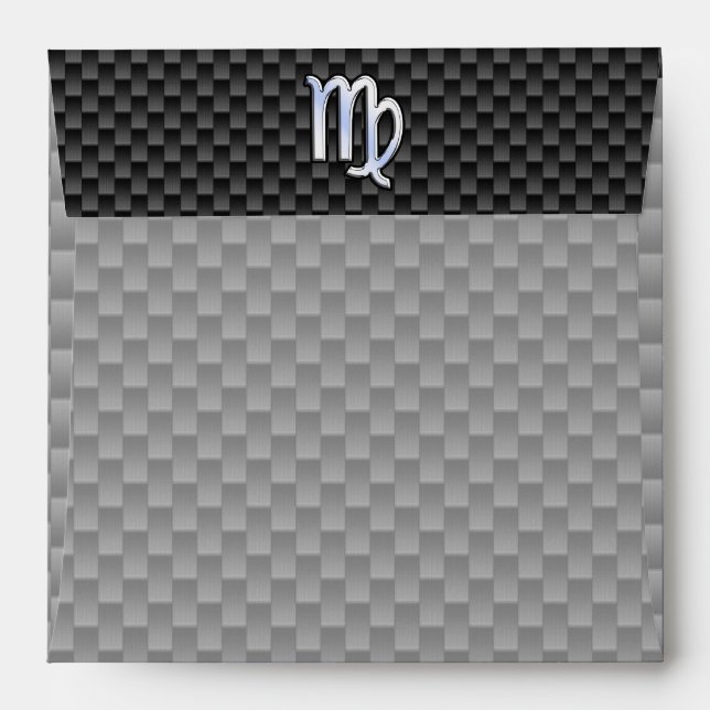 Enveloppes Virgo Zodiac Sign on Charcoal Carbon Fiber Style (Dos (Haut rabat))