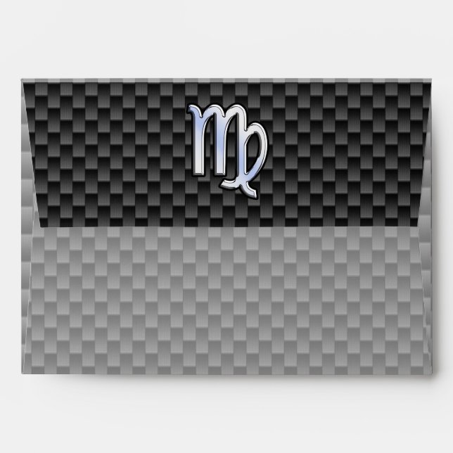 Enveloppes Virgo Zodiac Sign on Charcoal Carbon Fiber Style (Dos (Haut rabat))