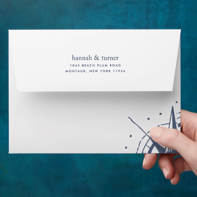 Enveloppes Vrai Nord | Nautique Compass 5x7 Adresse de retour (Hand)