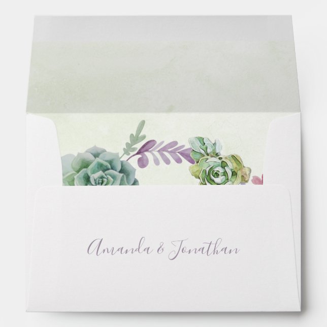 Enveloppes Watercolor Desert Cactus Succulents Mariage (Dos (Bas))