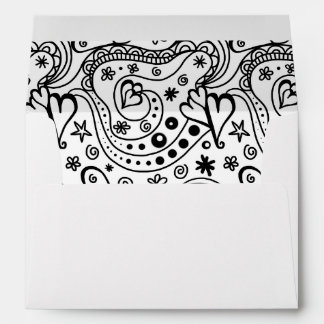 Enveloppes Whimsical Hearts and Love Sketch Doodle Motif
