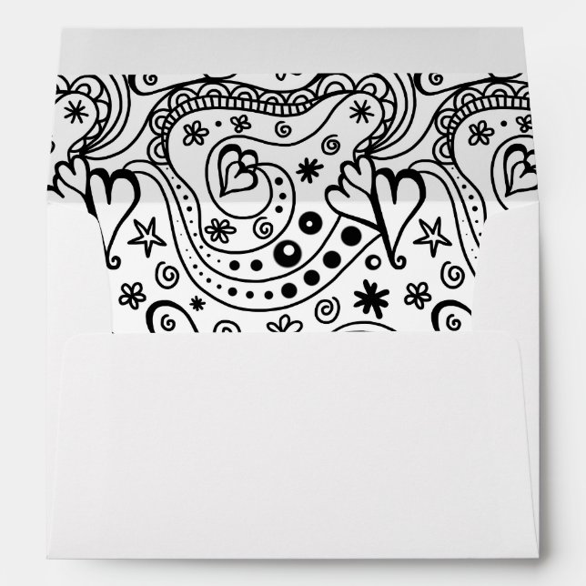 Enveloppes Whimsical Hearts and Love Sketch Doodle Motif (Dos (Bas))