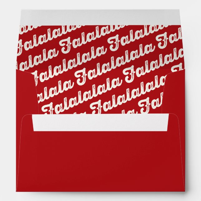Enveloppes White Falalalala Bold Script Sur Red Modern Holida (Dos (Bas))