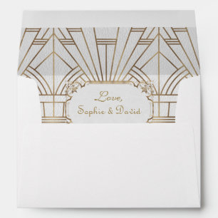 Enveloppes White Gold Great Gatsby Art Déco Mariage des année