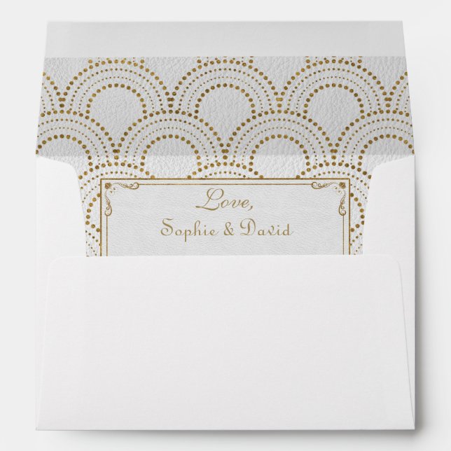 Enveloppes White Great Gatsby Art Déco Gold Mariage (Dos (Bas))