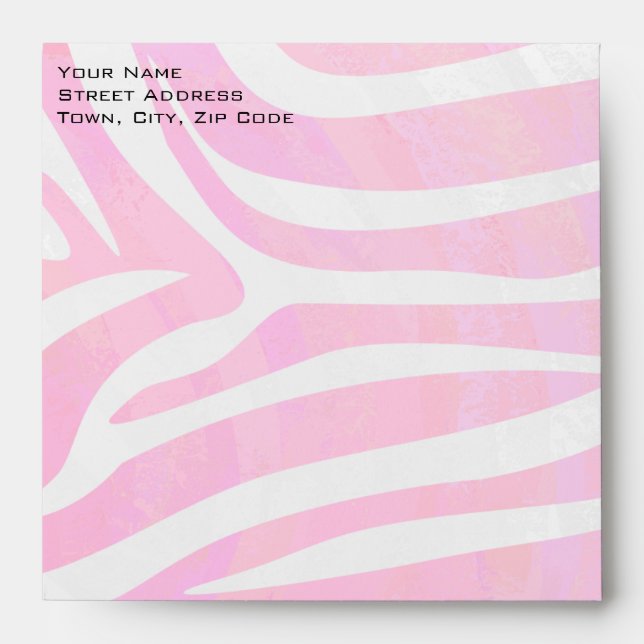 Enveloppes Zebra Hot rose et blanc avec Monogramme (Devant)