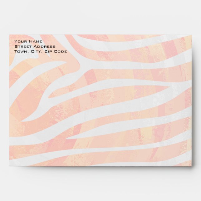 Enveloppes Zebra Monogram orange et blanc (Devant)