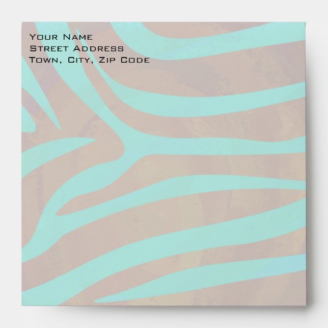 Enveloppes Zèbre Brown et Turquoise avec Monogramme (Devant)