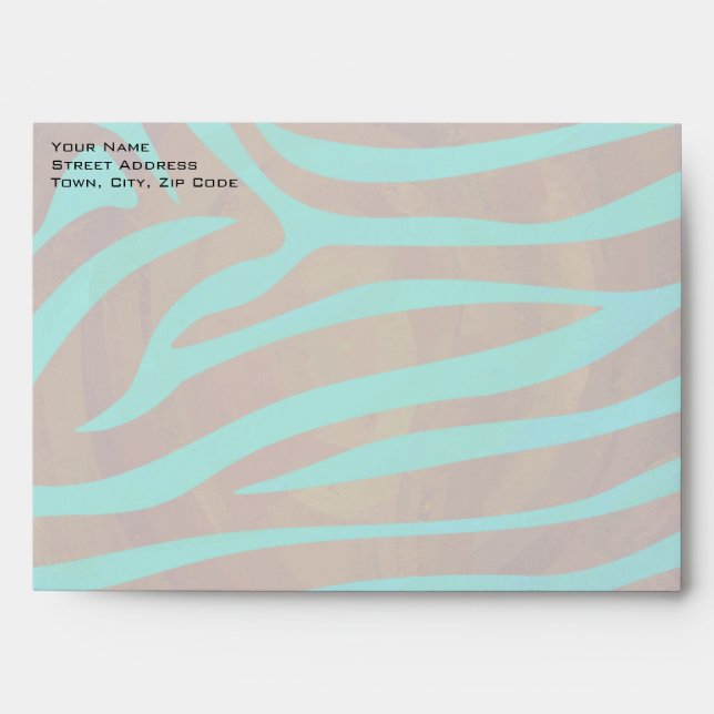 Enveloppes Zèbre Brown et Turquoise avec Monogramme (Devant)