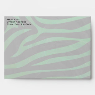 Enveloppes Zèbre Monogramme Imprimé Noir et Vert