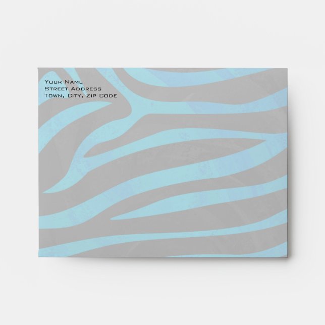 Enveloppes Zèbre Noir et Bleu avec Monogramme (Devant)