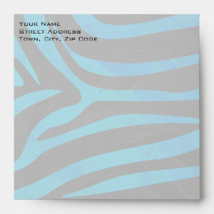 Enveloppes Zèbre noir et bleu avec Monogramme