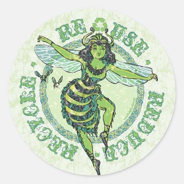 Enviro Green Bee Earth Day Gear Classic Round Sticker (Front)