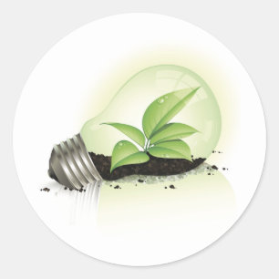 Environment Lightbulb greens plants soil causes en Classic Round Sticker
