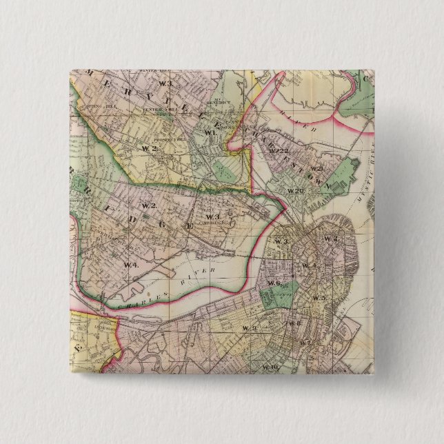 Environment of Boston 2 Inch Square Button (Front)